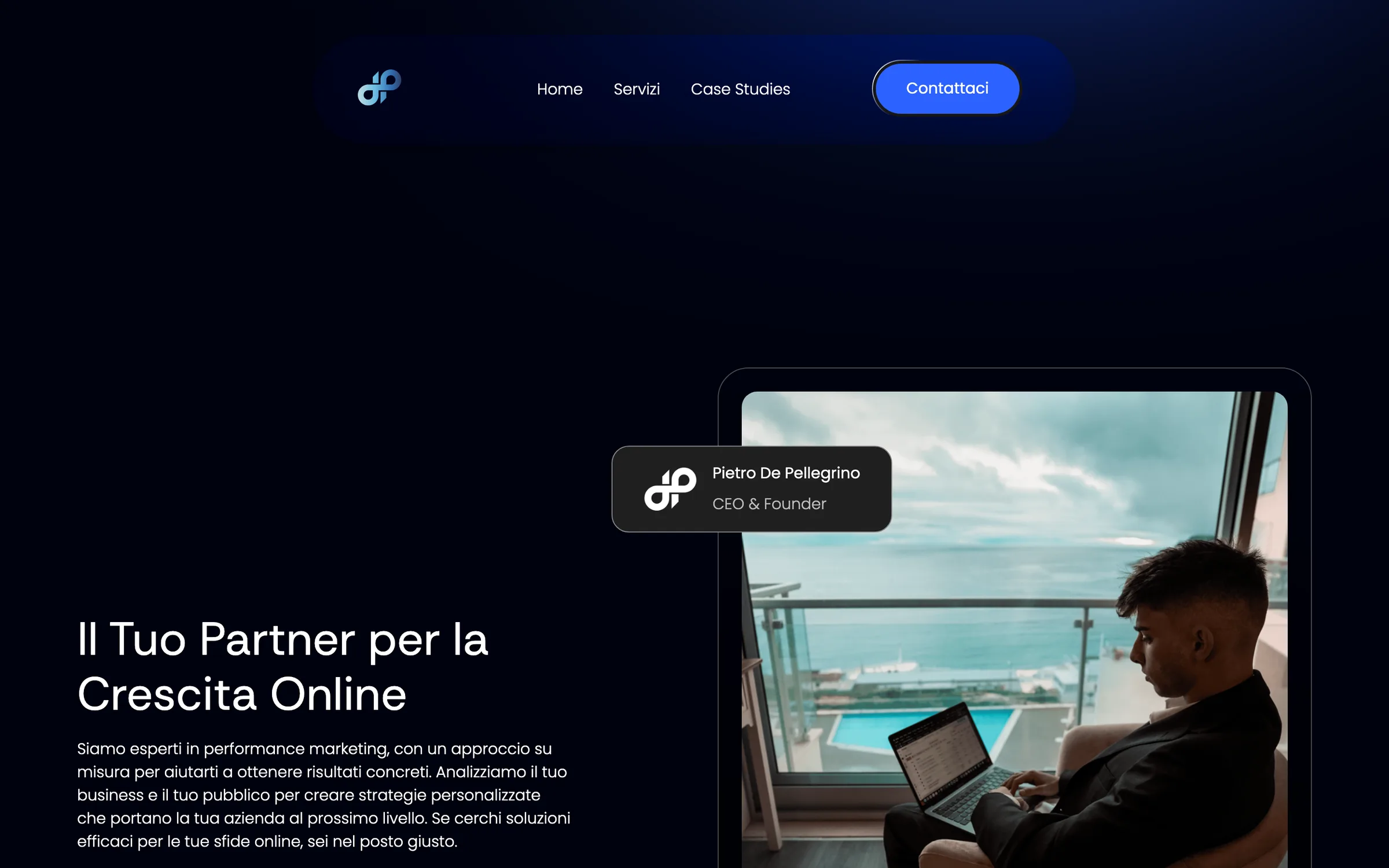 Dep Consulting website section introducing founder Pietro De Pellegrino as a partner for online growth