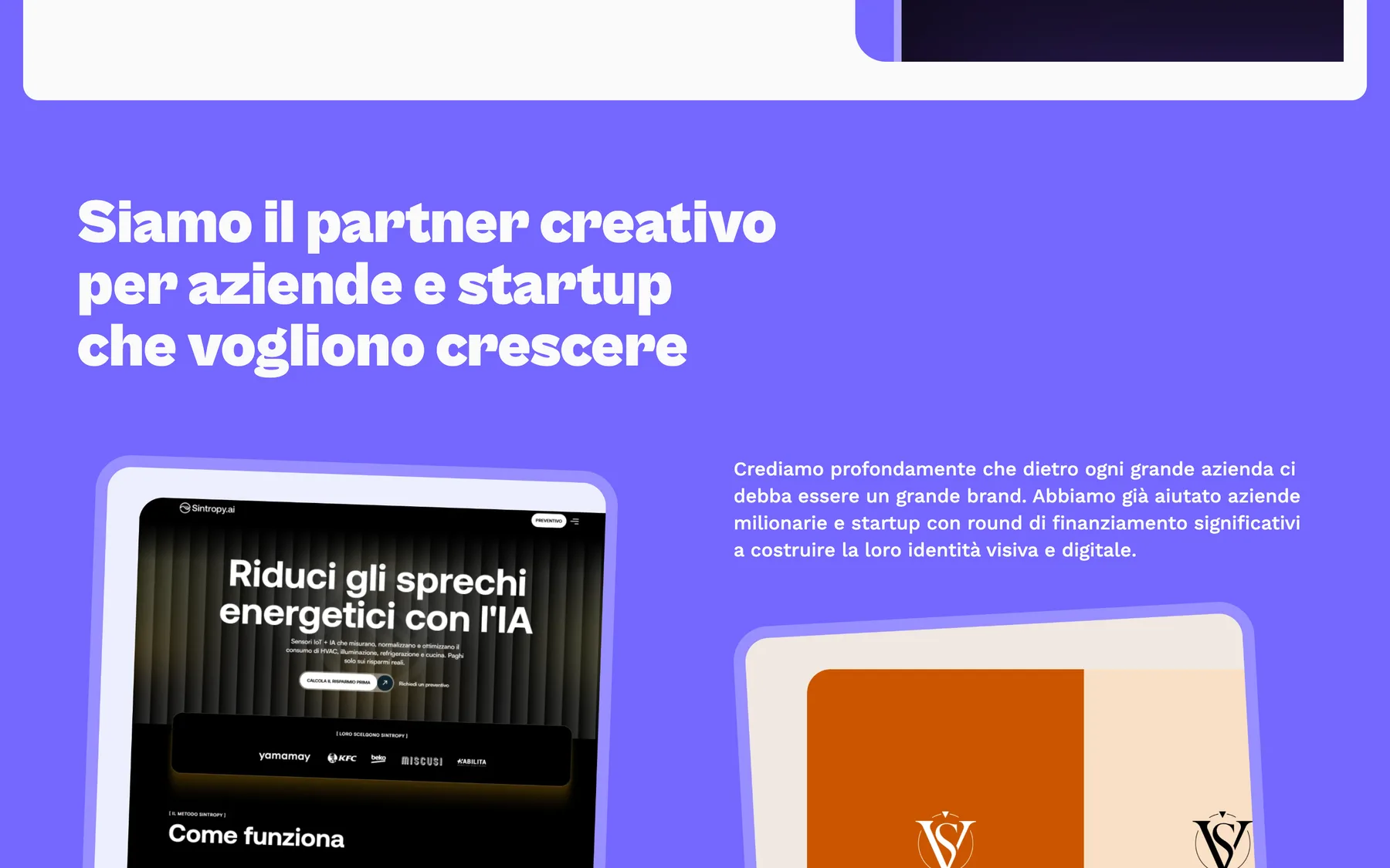Audace Agency section introducing the creative partner for companies and startups