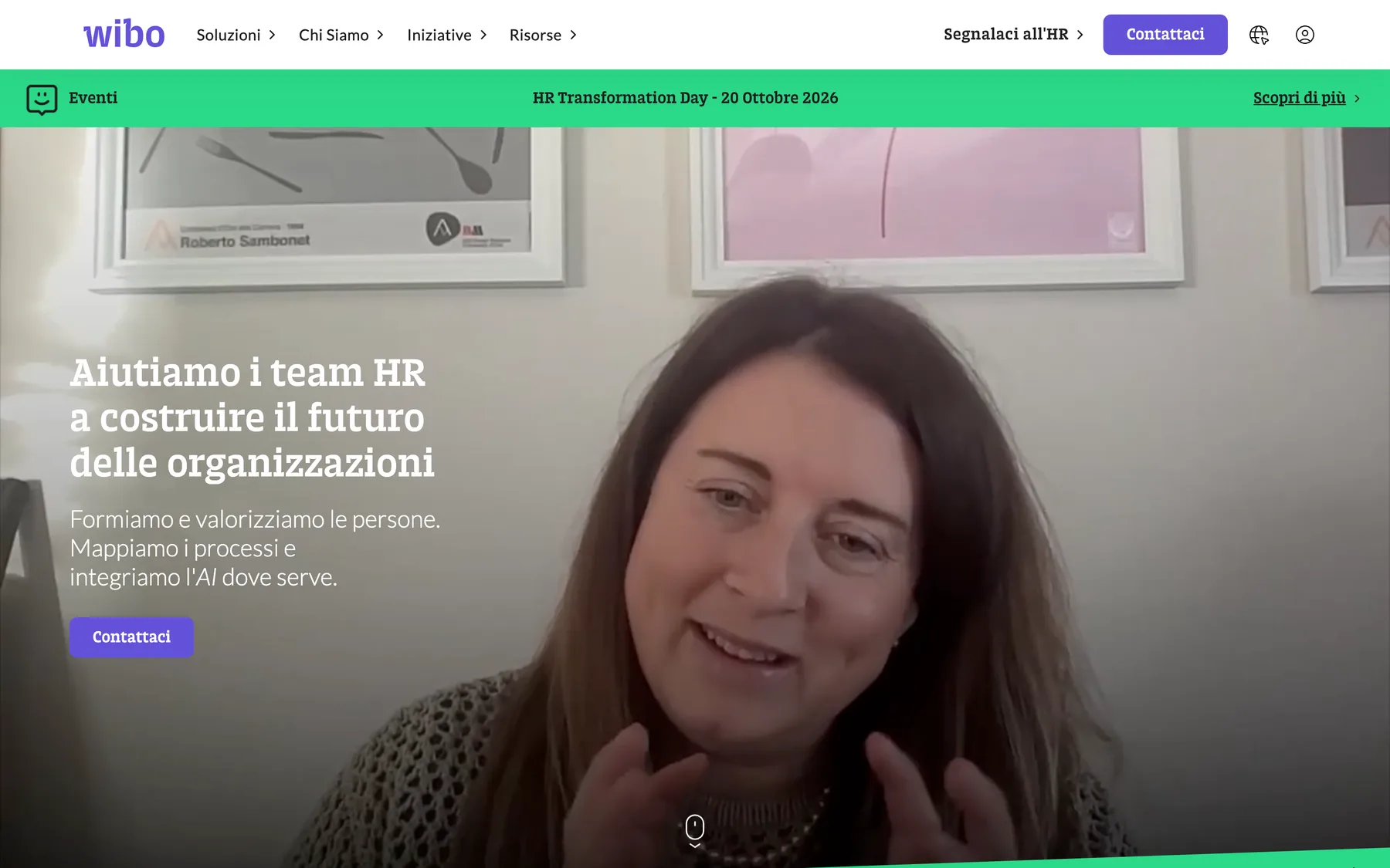 Wibo homepage hero: helping HR teams build the future of organisations